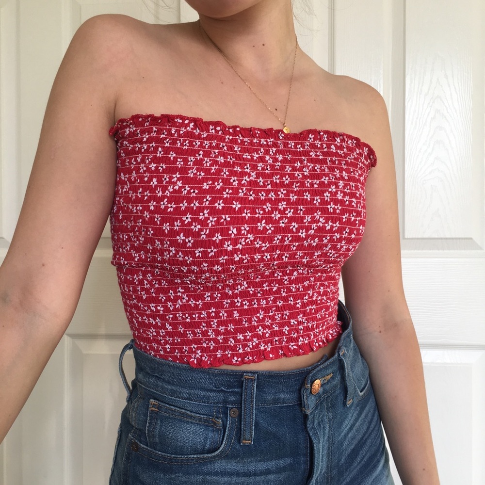 Brandy Melville smocked red tube top